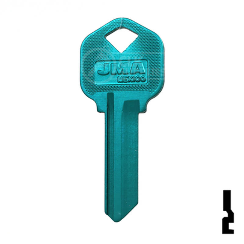 Uncut Aluminum Key Blank | Kwikset KW1 | Turquoise Residential-Commercial Key JMA USA