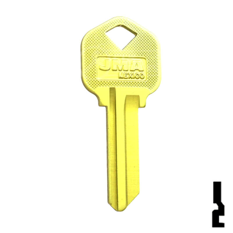 Uncut Aluminum Key Blank | Kwikset KW1 | Yellow Residential-Commercial Key JMA USA