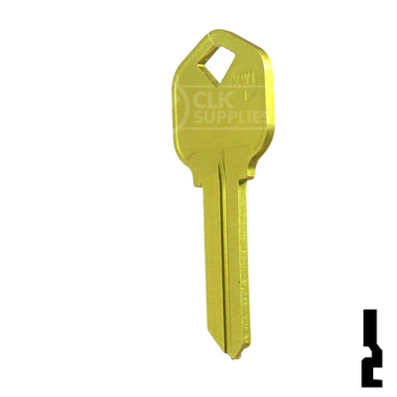 Uncut Aluminum Key Blank | Kwikset KW1 | Yellow Residential-Commercial Key JMA USA