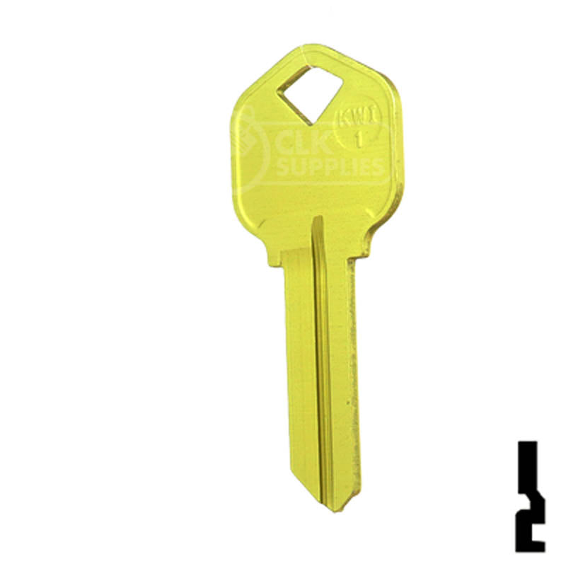 Uncut Aluminum Key Blank | Kwikset KW1 | Yellow Residential-Commercial Key JMA USA