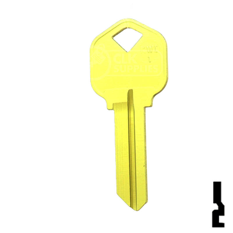 Uncut Aluminum Key Blank | Kwikset KW1 | Yellow Residential-Commercial Key JMA USA