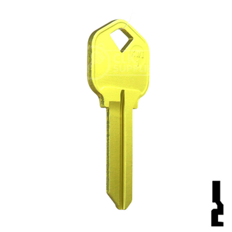Uncut Aluminum Key Blank | Kwikset KW1 | Yellow Residential-Commercial Key JMA USA
