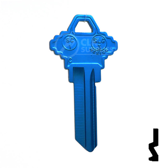 Uncut Aluminum Key Blank | Schlage SC1 | Blue Residential-Commercial Key JMA USA