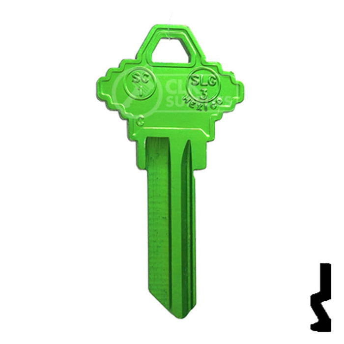 Uncut Aluminum Key Blank | Schlage SC1 | Green Residential-Commercial Key JMA USA