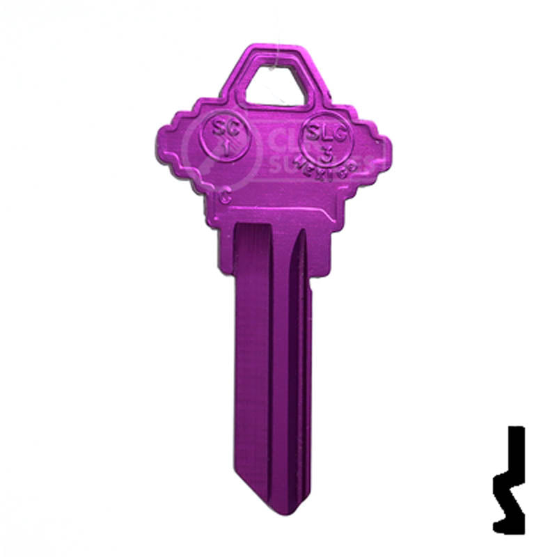 Uncut Aluminum Key Blank | Schlage SC1 | Lilac Residential-Commercial Key JMA USA