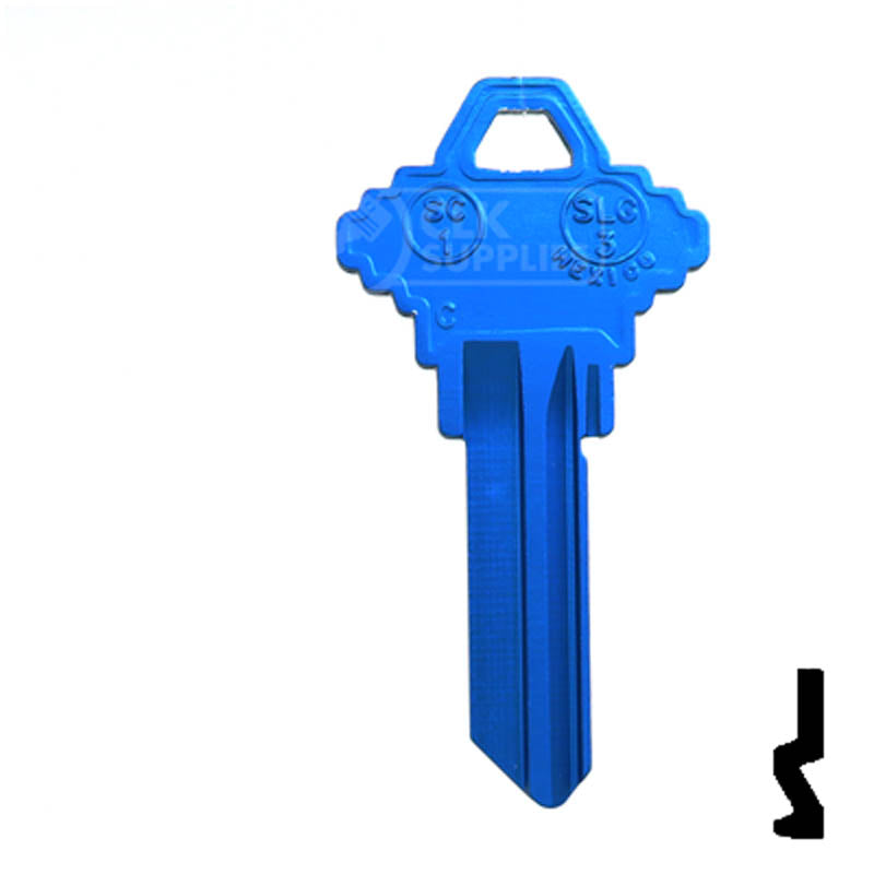 Uncut Aluminum Key Blank | Schlage SC1 | Navy Blue Residential-Commercial Key JMA USA