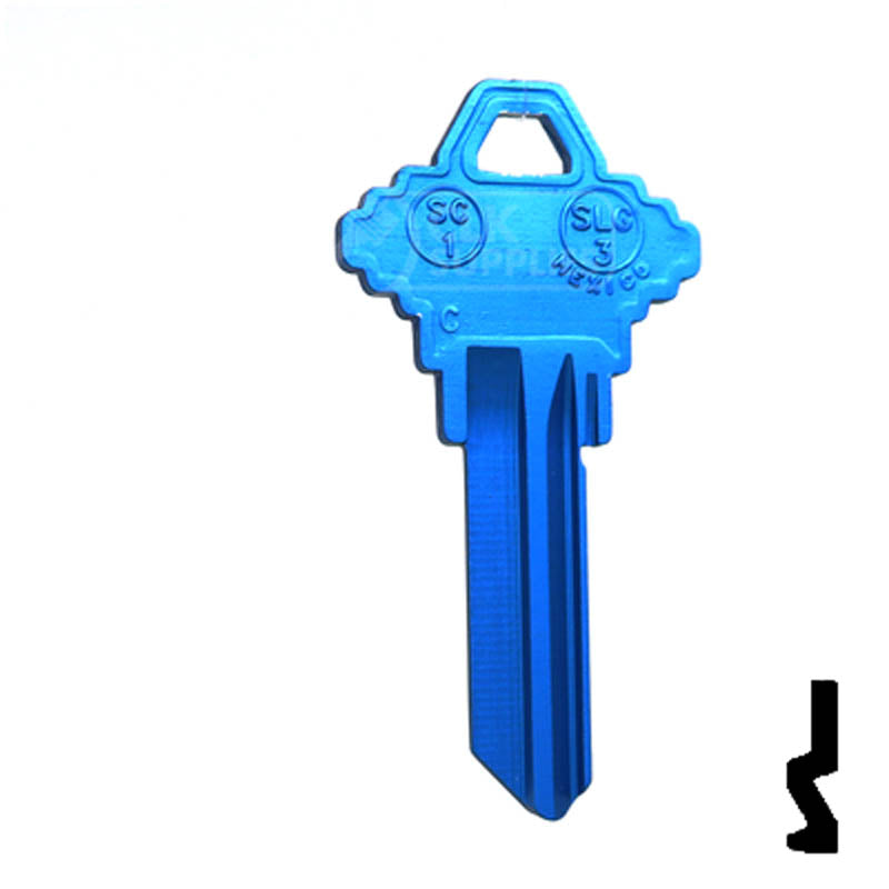 Uncut Aluminum Key Blank | Schlage SC1 | Navy Blue Residential-Commercial Key JMA USA