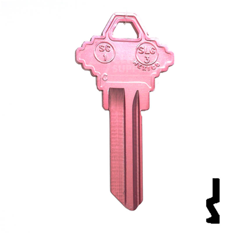 Uncut Aluminum Key Blank | Schlage SC1 | Pink Residential-Commercial Key JMA USA