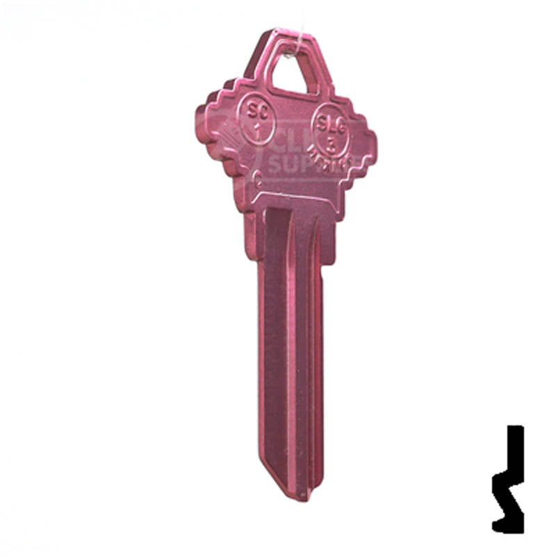 Uncut Aluminum Key Blank | Schlage SC1 | Pink Residential-Commercial Key JMA USA