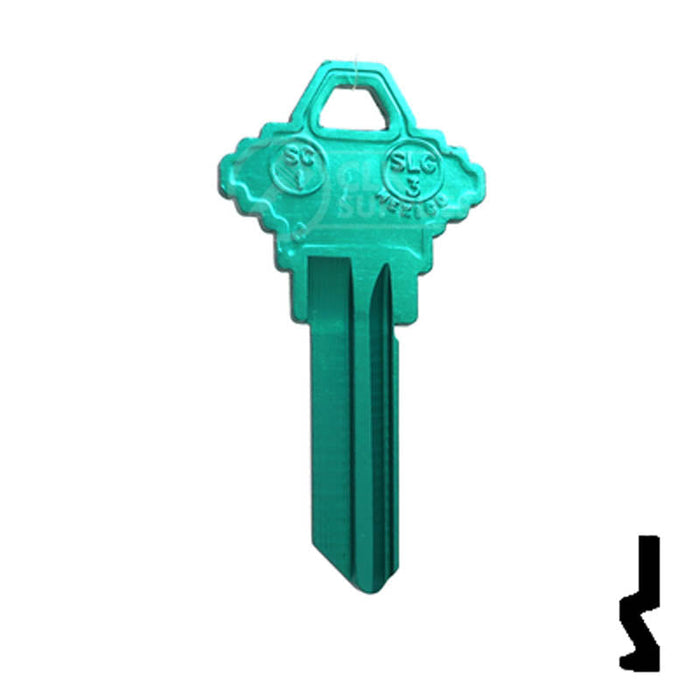 Uncut Aluminum Key Blank | Schlage SC1 | Turquoise Residential-Commercial Key JMA USA