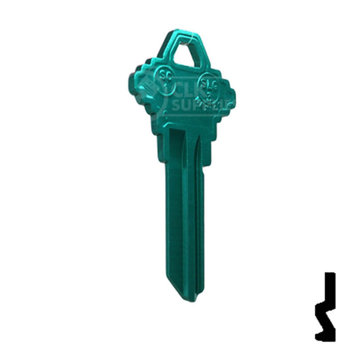 Uncut Aluminum Key Blank | Schlage SC1 | Turquoise Residential-Commercial Key JMA USA