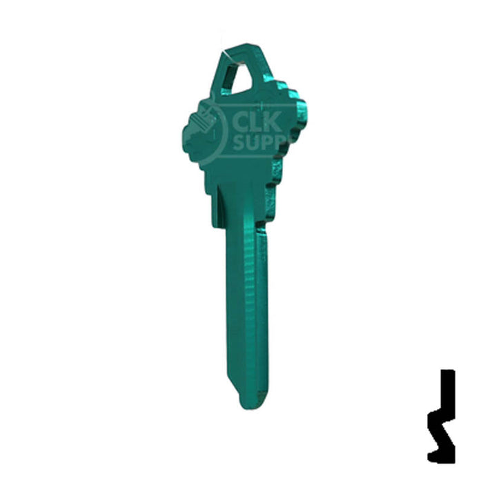 Uncut Aluminum Key Blank | Schlage SC1 | Turquoise Residential-Commercial Key JMA USA