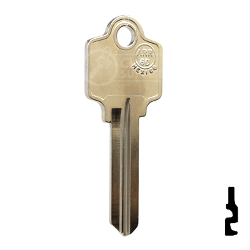 Uncut Key Blank | Arrow | AR3-NP, 6-Pin Residential-Commercial Key JMA USA