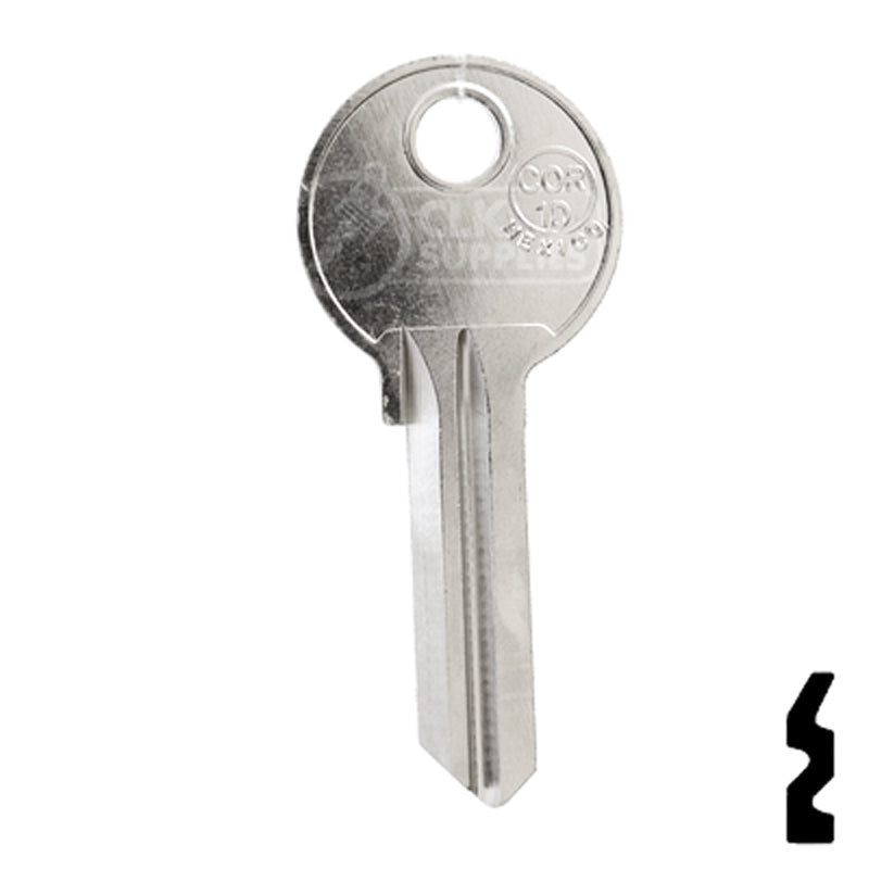 Uncut Key Blank | Corbin Russwin | COR-1D Residential-Commercial Key JMA USA