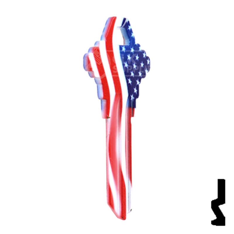 Uncut Key Blank | Howard Keys US Flag | HOW-SC1-HK1 Residential-Commercial Key Howard Keys