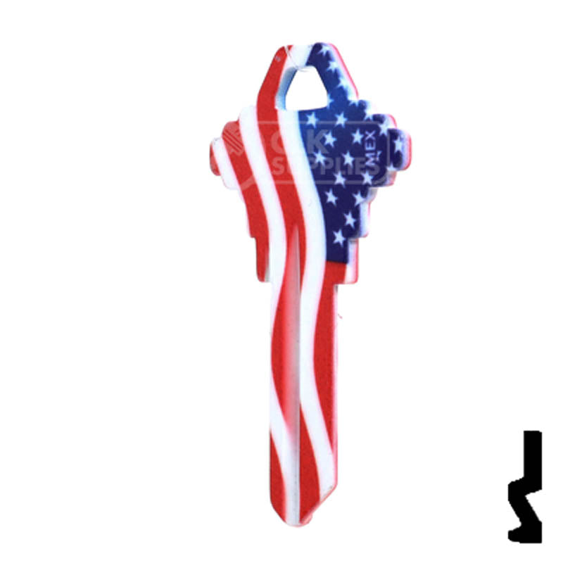 Uncut Key Blank | Howard Keys US Flag | HOW-SC1-HK1 Residential-Commercial Key Howard Keys
