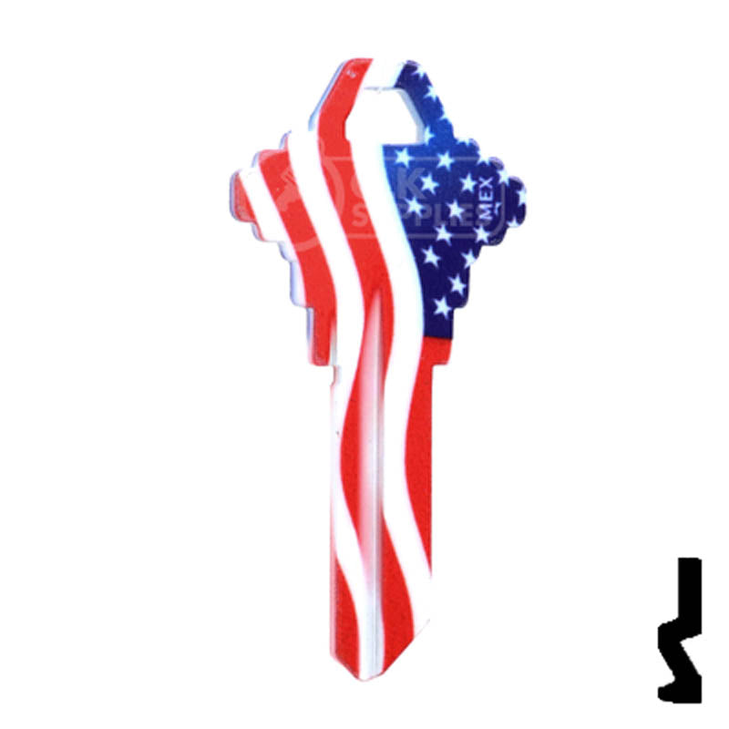 Uncut Key Blank | Howard Keys US Flag | HOW-SC1-HK1 Residential-Commercial Key Howard Keys