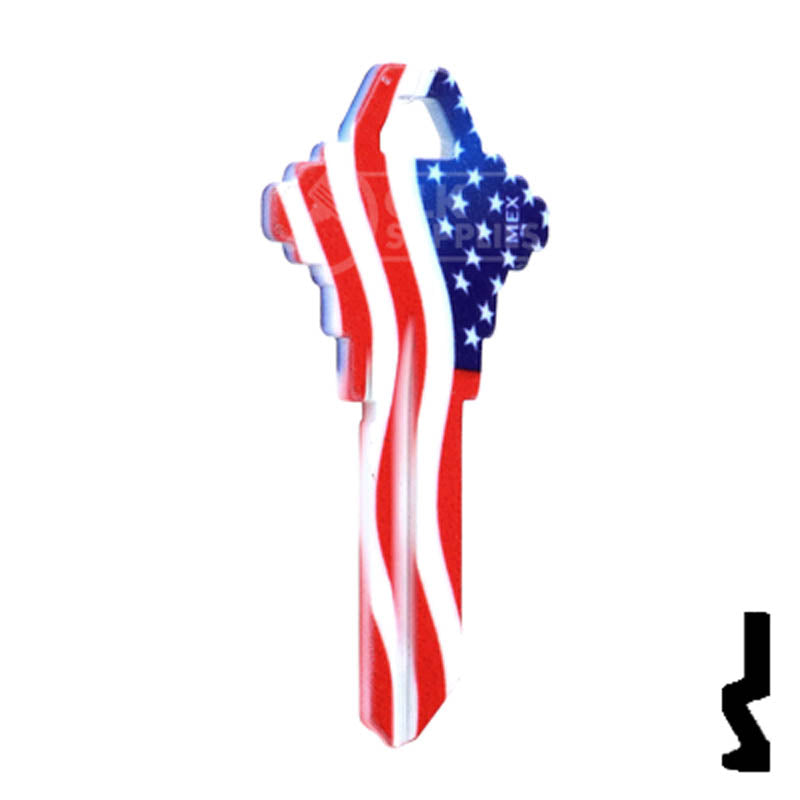 Uncut Key Blank | Howard Keys US Flag | HOW-SC1-HK1 Residential-Commercial Key Howard Keys