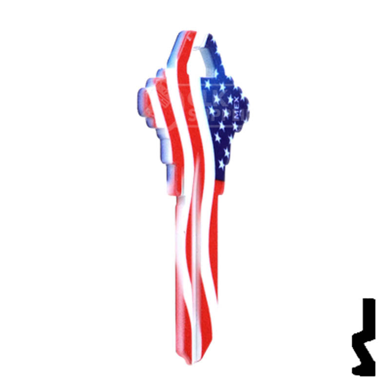 Uncut Key Blank | Howard Keys US Flag | HOW-SC1-HK1 Residential-Commercial Key Howard Keys