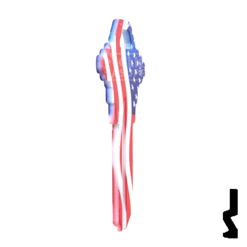 Uncut Key Blank | Howard Keys US Flag | HOW-SC1-HK1 Residential-Commercial Key Howard Keys