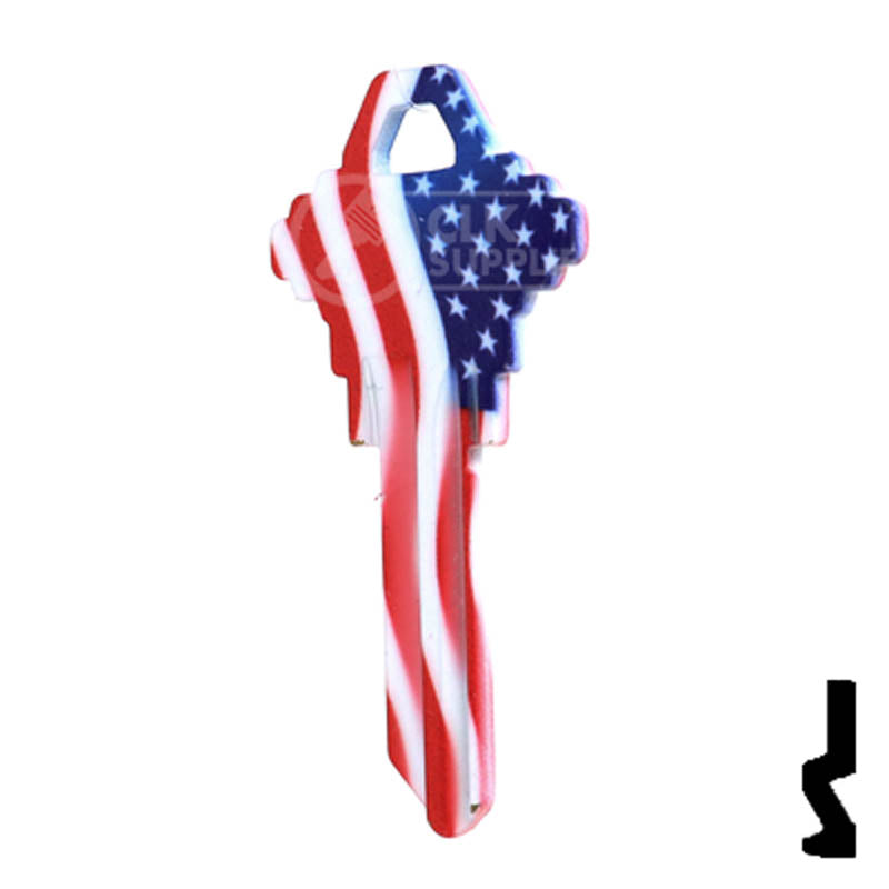 Uncut Key Blank | Howard Keys US Flag | HOW-SC1-HK1 Residential-Commercial Key Howard Keys