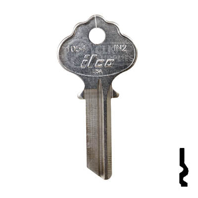 Uncut Key Blank | Ilco| 1054, IN2 Residential-Commercial Key Ilco