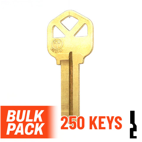 Uncut Key Blank | Kwikset | KW1 - 250 Pack Residential-Commercial Key JMA USA
