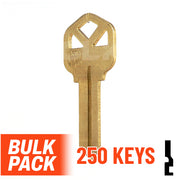 Uncut Key Blank | Kwikset | KW1 - 250 Pack Residential-Commercial Key JMA USA