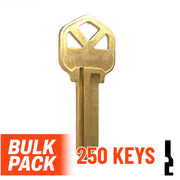 Uncut Key Blank | Kwikset | KW1 - 250 Pack Residential-Commercial Key JMA USA