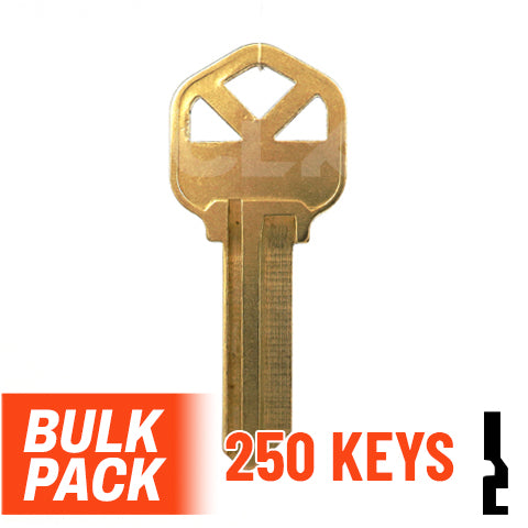 Uncut Key Blank | Kwikset | KW1 - 250 Pack Residential-Commercial Key JMA USA