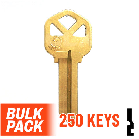 Uncut Key Blank | Kwikset | KW1 - 250 Pack Residential-Commercial Key JMA USA