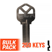 Uncut Key Blank |  Kwikset | KW1 - 250 Pack (Nickel Plated) Residential-Commercial Key JMA USA