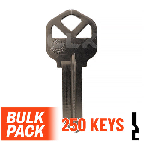 Uncut Key Blank |  Kwikset | KW1 - 250 Pack (Nickel Plated)