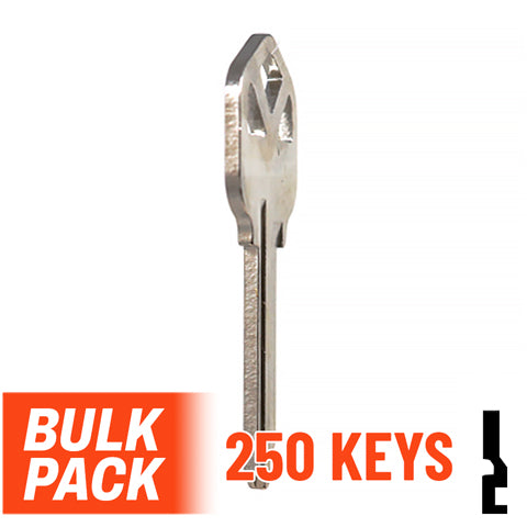 Uncut Key Blank |  Kwikset | KW1 - 250 Pack (Nickel Plated) Residential-Commercial Key JMA USA