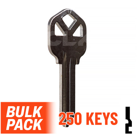 Uncut Key Blank |  Kwikset | KW1 - 250 Pack (Nickel Plated) Residential-Commercial Key JMA USA