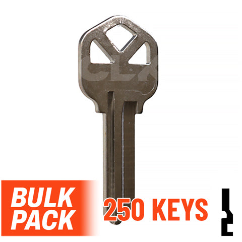 Uncut Key Blank |  Kwikset | KW1 - 250 Pack (Nickel Plated) Residential-Commercial Key JMA USA