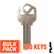 Uncut Key Blank |  Kwikset | KW1 - 250 Pack (Nickel Plated) Residential-Commercial Key JMA USA