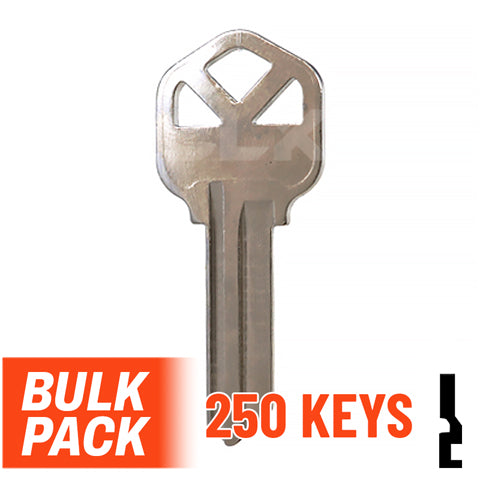 Uncut Key Blank |  Kwikset | KW1 - 250 Pack (Nickel Plated) Residential-Commercial Key JMA USA