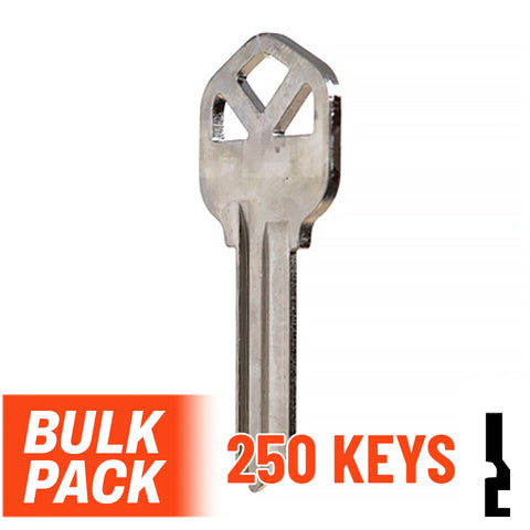 Uncut Key Blank |  Kwikset | KW1 - 250 Pack (Nickel Plated) Residential-Commercial Key JMA USA