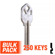 Uncut Key Blank |  Kwikset | KW1 - 250 Pack (Nickel Plated) Residential-Commercial Key JMA USA
