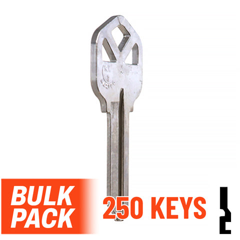 Uncut Key Blank |  Kwikset | KW1 - 250 Pack (Nickel Plated) Residential-Commercial Key JMA USA