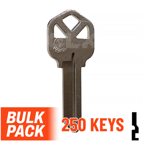 Uncut Key Blank |  Kwikset | KW1 - 250 Pack (Nickel Plated) Residential-Commercial Key JMA USA