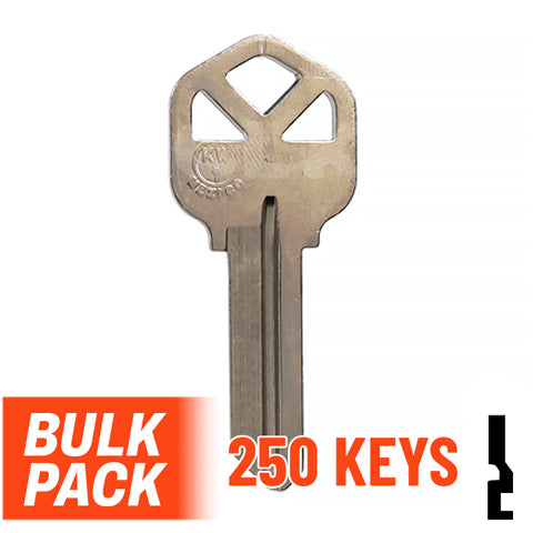 Uncut Key Blank |  Kwikset | KW1 - 250 Pack (Nickel Plated) Residential-Commercial Key JMA USA