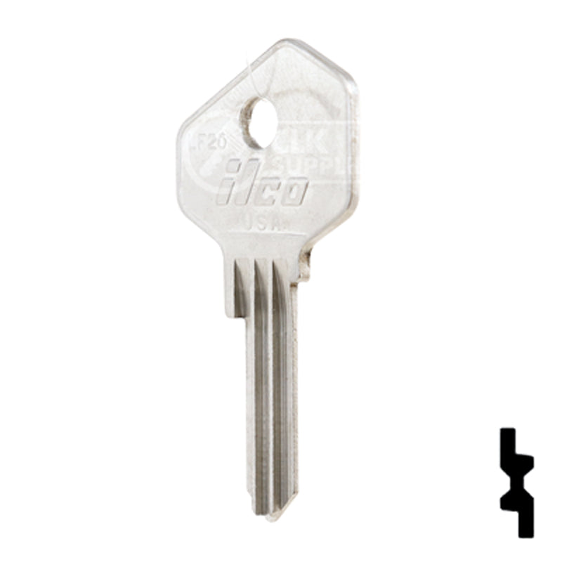 Uncut Key Blank | Lowe & Fletcher | LF20 Residential-Commercial Key Ilco