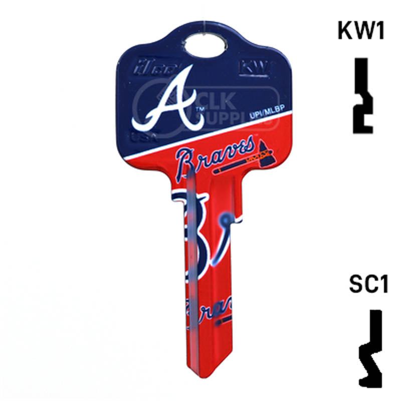 Uncut Key Blank | MLB ATLANTA BRAVES | Choose Keyway Residential-Commercial Key Ilco