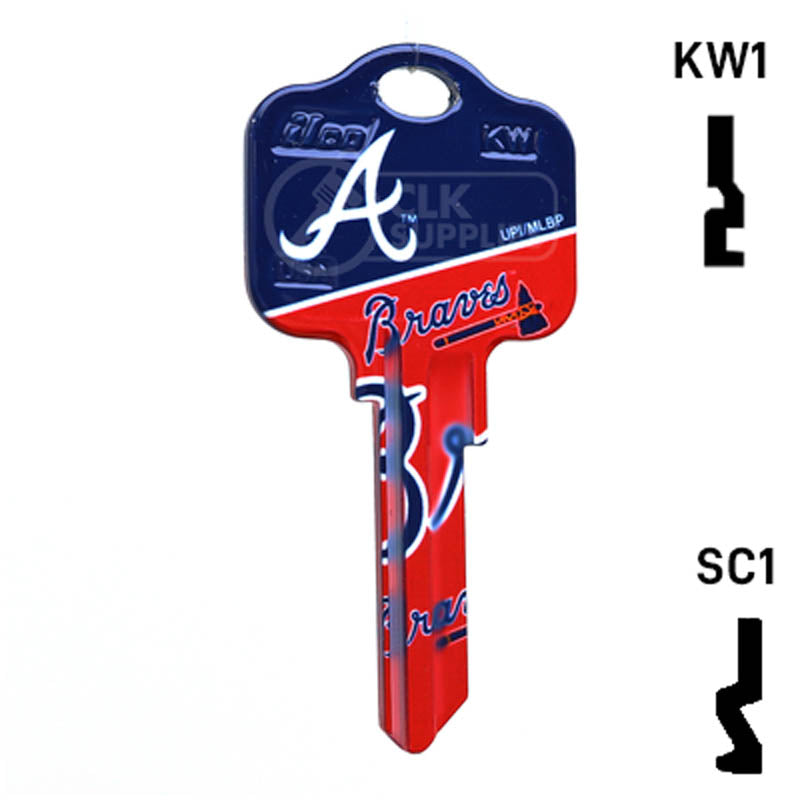 Uncut Key Blank | MLB ATLANTA BRAVES | Choose Keyway Residential-Commercial Key Ilco