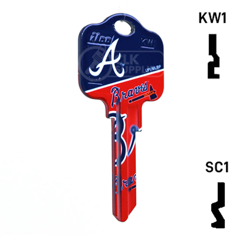 Uncut Key Blank | MLB ATLANTA BRAVES | Choose Keyway Residential-Commercial Key Ilco