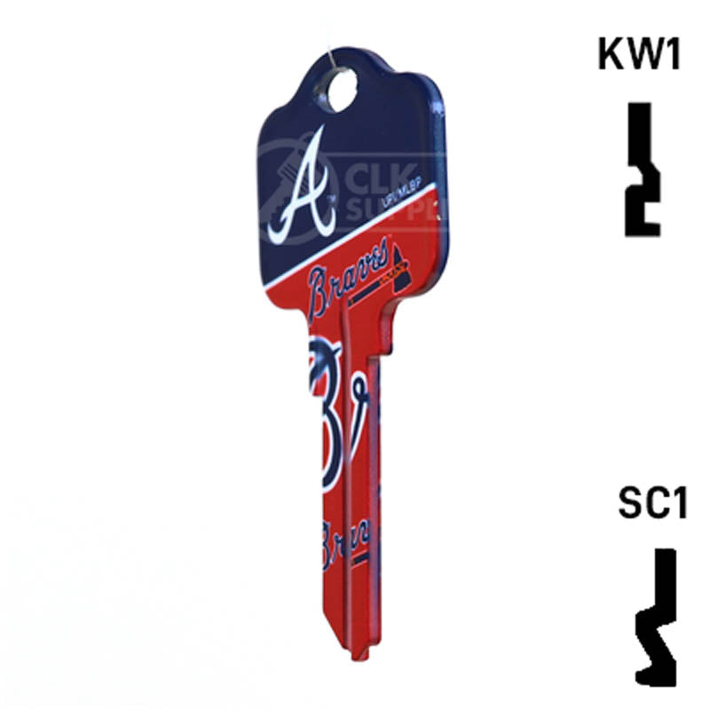 Uncut Key Blank | MLB ATLANTA BRAVES | Choose Keyway Residential-Commercial Key Ilco