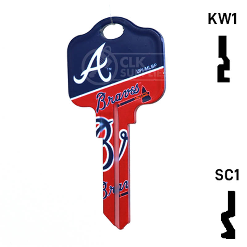 Uncut Key Blank | MLB ATLANTA BRAVES | Choose Keyway Residential-Commercial Key Ilco