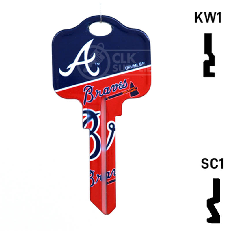 Uncut Key Blank | MLB ATLANTA BRAVES | Choose Keyway Residential-Commercial Key Ilco